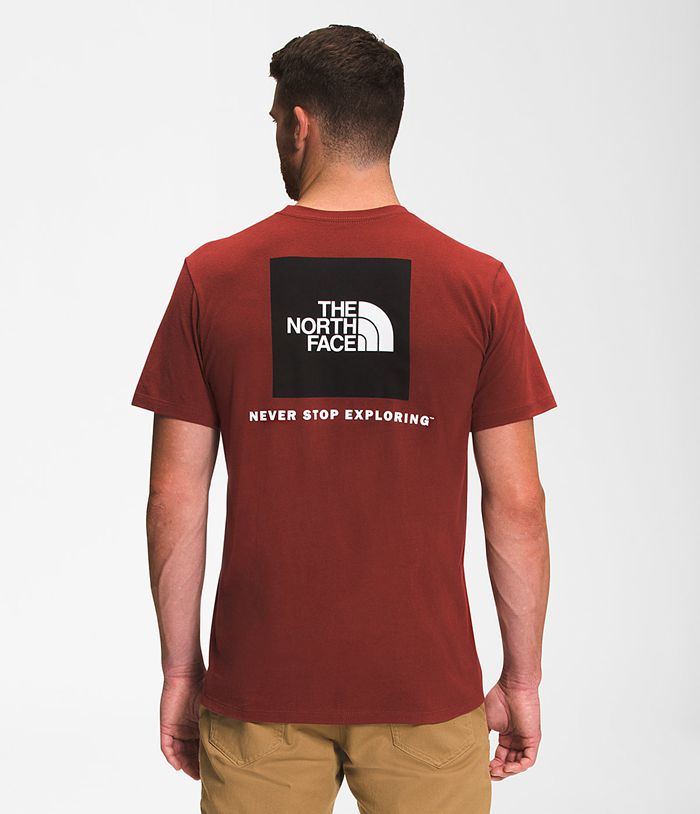 The North Face Mens T-Shirts Short Sleeve Box NSE 836YWSQKN - Dark Red